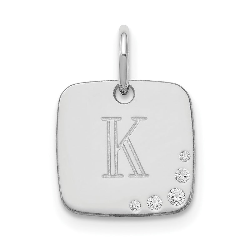14K white gold diamond initial charm