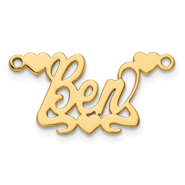 Sterling Silver/Gold-plated Polished Hearts Name Plate