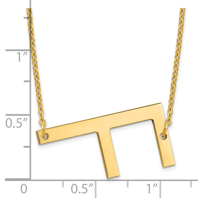 14K Yellow Gold Polished Large Letter F Necklace