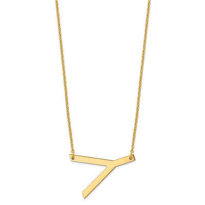 14K Yellow Gold Polished Large Letter Y Necklace
