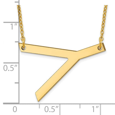 14K Yellow Gold Polished Large Letter Y Necklace