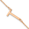 14K Rose Gold Polished Small Letter T Bracelet