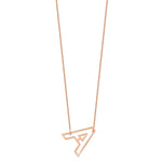 14k Rose Gold Sideways Cut-out Initial A Necklace view 2