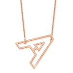 14K Rose Gold Sideways Cut-out Initial A Necklace view