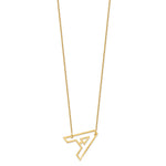 10k Yellow Gold Sideways Cut-out Initial A Necklace view 2