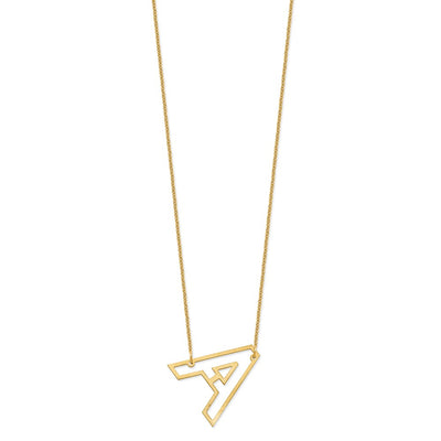 14K Yellow Gold Sideways Cut-out Initial A Necklace