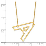 14k Yellow Gold Sideways Cut-out Initial A Necklace view 3