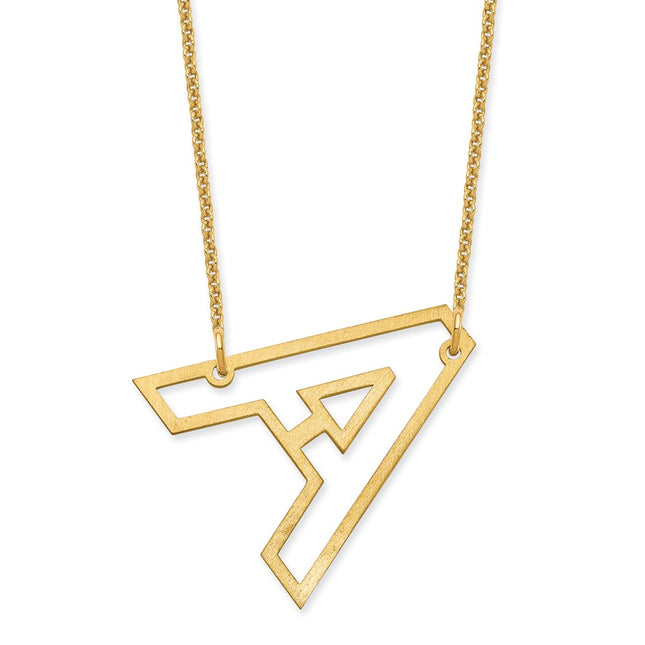 10k Yellow Gold Sideways Cut-out Initial A Necklace letter A