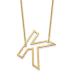 14K Yellow Gold Sideways Cut-out Initial A Necklace view