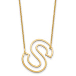 14K Yellow Gold Sideways Cut-out Initial A Necklace view