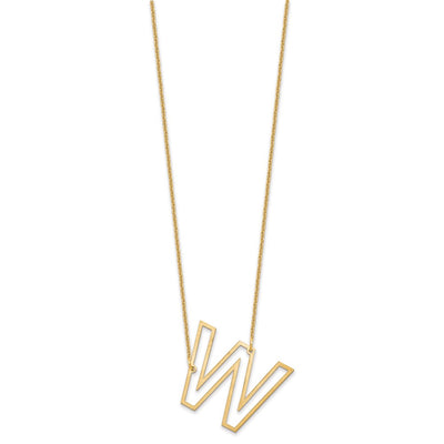 14K Yellow Gold Sideways Cut Out Initial W Necklace