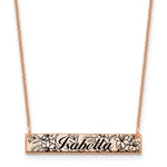 14K Rose Gold Name and Birth Flower Bar Necklace view