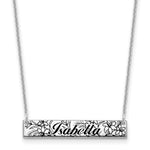14K White Gold Name and Birth Flower Bar Necklace view