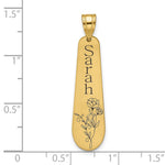 14K Yellow Gold Brushed Name and Birth Flower Pendant view
