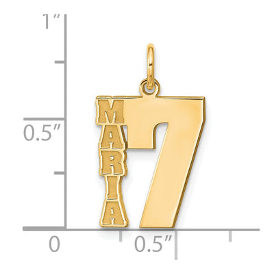 14K Yellow Gold Name and Number Charm