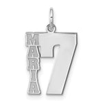 14K White Gold Name and Number Charm view