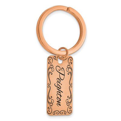 Sterling Silver/Rose-plated Two Sided Personalized Key Chain