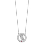 14k White Gold Circle w/1 Birth Flower and Birthstone Necklace view 2