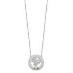 14k White Gold Circle w/2 Birth Flower and Birthstone Necklace view 2
