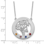 14k White Gold Circle w/4 Birth Flower and Birthstone Necklace view 3