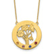 14k Yellow Gold Circle w/4 Birth Flower and Birthstone Necklace