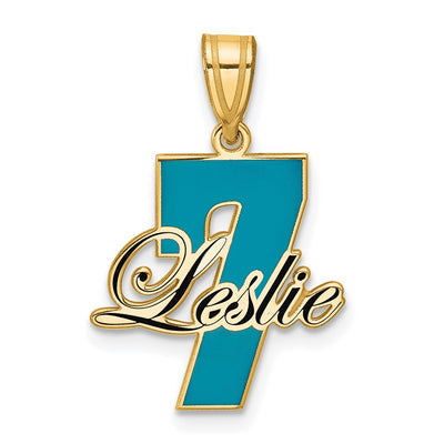 10K Yellow Gold with Epoxy Name and Number Pendant