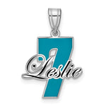 14K White Gold with Epoxy Name and Number Pendant view