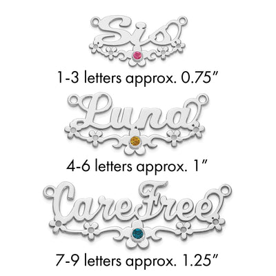SS/Gold-plated w/ Gold-plated Bezel Birthstone Flower Name Plate