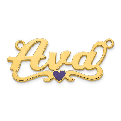 10K White Gold Epoxy Heart Name Plate