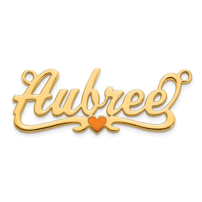 10K White Gold Epoxy Heart Name Plate