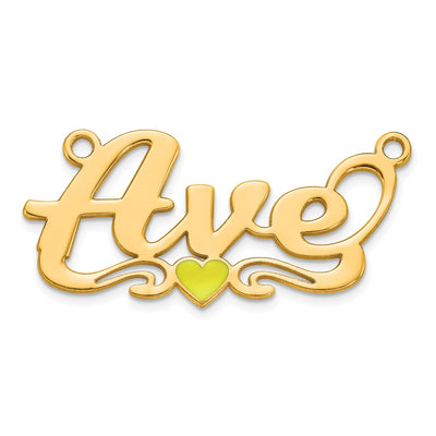 10K White Gold Epoxy Heart Name Plate