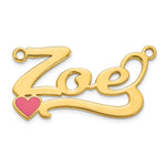 10k Yellow Gold Epoxy Heart Name Plate view 2