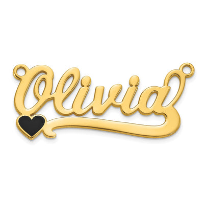 10K Yellow Gold Epoxy Heart Name Plate