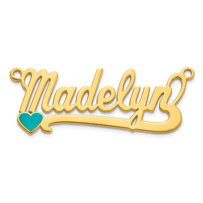 10K Yellow Gold Epoxy Heart Name Plate