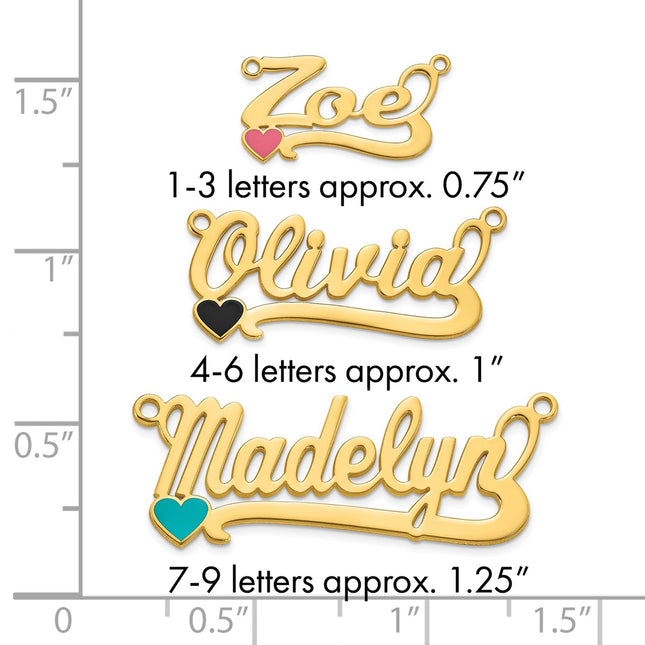 10k Yellow Gold Epoxy Heart Name Plate