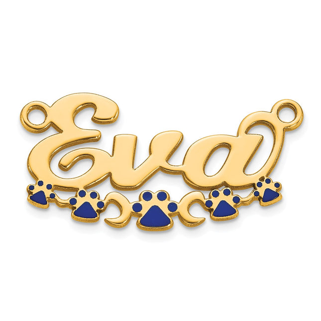 Sterling Silver/Gold-Plated Epoxy Paw Print Name Plate