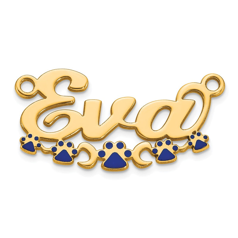 Sterling Silver/Gold-Plated Epoxy Paw Print Name Plate