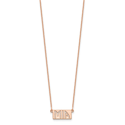 14K Rose Gold 1-3 Letter cut-out Name Bar Necklace