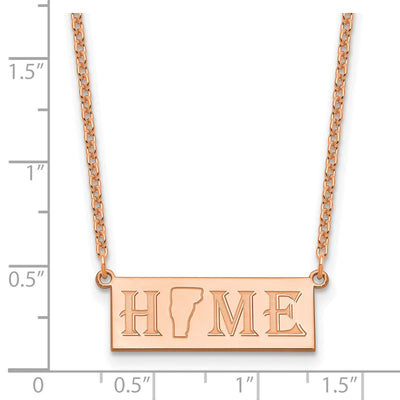 Sterling Silver/Rose Gold-Plated Home/State Necklace, 18 x 24.68mm