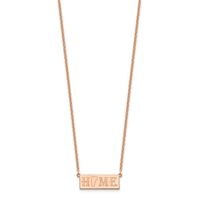 Sterling Silver/Rose Gold-Plated Home/State Necklace, 18 x 24.68mm