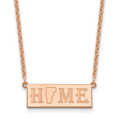 Sterling Silver/Rose Gold-Plated Home/State Necklace, 18 x 24.68mm