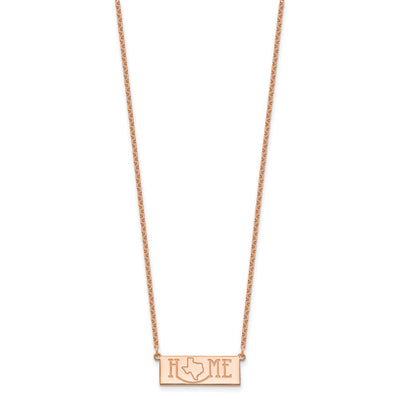 Sterling Silver/Rose Gold-Plated Home/State Necklace, 18 x 24.65mm
