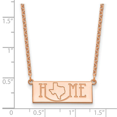 Sterling Silver/Rose Gold-Plated Home/State Necklace, 18 x 24.65mm