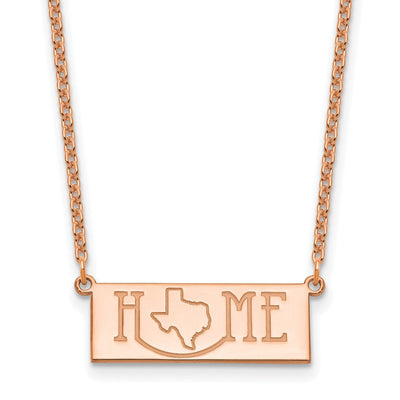 Sterling Silver/Rose Gold-Plated Home/State Necklace, 18 x 24.65mm