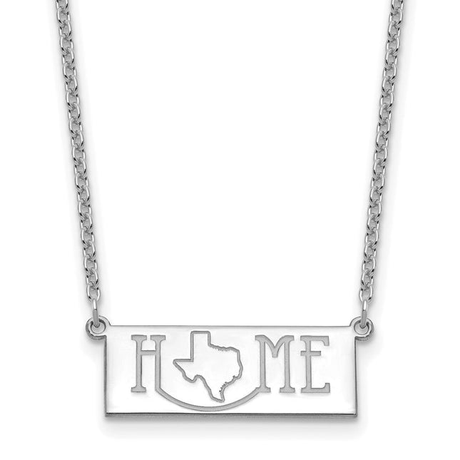 Sterling Silver/Rhodium-plated Home/State Necklace, 18 x 24.65mm