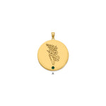14k Yellow Gold Circle w/1 Birth Flower and Birthstone Pendant view 4