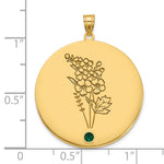 14k Yellow Gold Circle w/1 Birth Flower and Birthstone Pendant view 5