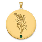 14k Yellow Gold Circle w/1 Birth Flower and Birthstone Pendant view 1