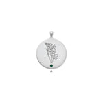 14k White Gold Circle w/1 Birth Flower and Birthstone Pendant view 4