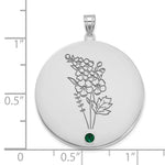 14k White Gold Circle w/1 Birth Flower and Birthstone Pendant view 5
